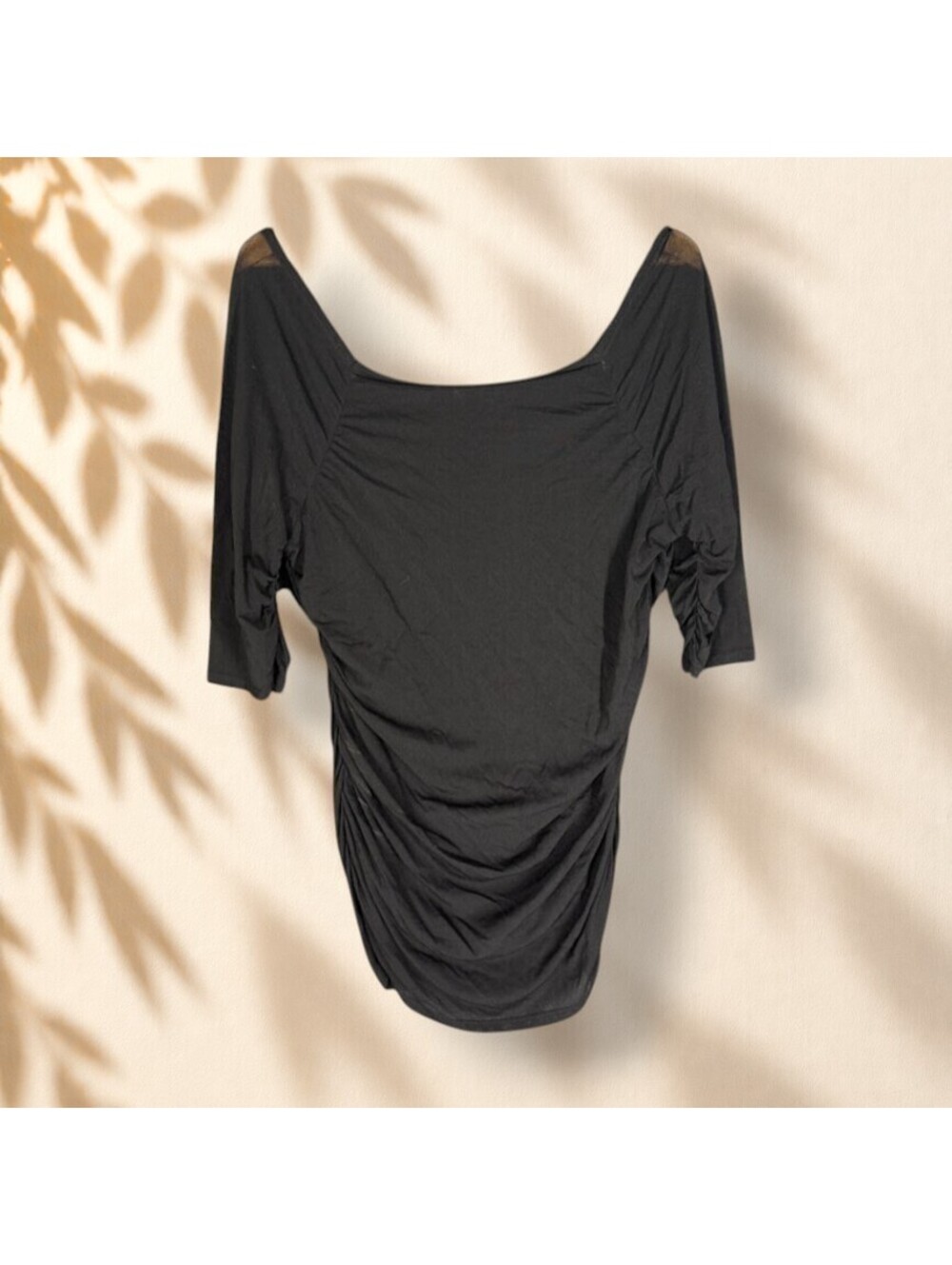 Grace Elements Tunic Top Women 1X Plus Black Short Sleeve Round Neck Casual
